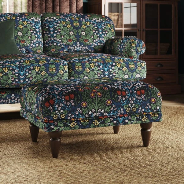 Jolene William Morris Blackthorn Print Velvet Footstool 3 Jolene William Morris Blackthorn Print Velvet Footstool
