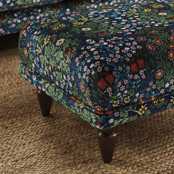 Jolene William Morris Blackthorn Print Velvet Footstool 5 Jolene William Morris Blackthorn Print Velvet Footstool - Image 3
