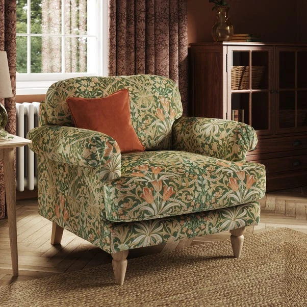 Jolene William Morris Woodland Weeds Print Velvet Snuggle Chair 3 Jolene William Morris Woodland Weeds Print Velvet Snuggle Chair