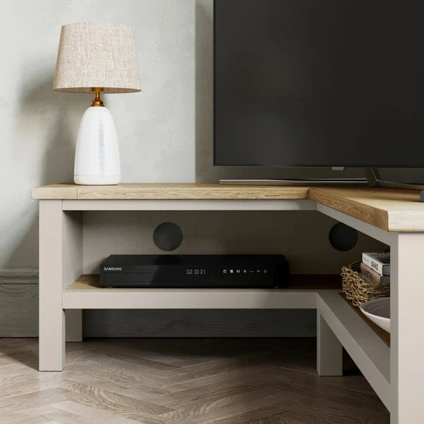 Olney Open Corner TV Unit For TVs Up To 55", Stone 5 Olney Open Corner TV Unit For TVs Up To 55", Stone - Image 3