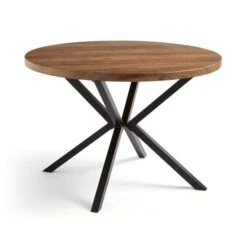 Ezra Round 4 Seater Dining Table, Rustic Wood Effect -Online Furniture Store 30924919 alt03