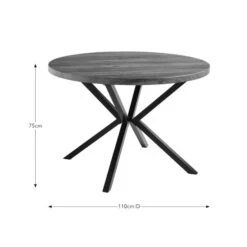 Ezra Round 4 Seater Dining Table, Rustic Wood Effect -Online Furniture Store 30924919 alt09