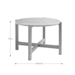 Halton 4 Seater Round Dining Table, Travertine & Oak -Online Furniture Store 30925309 alt09