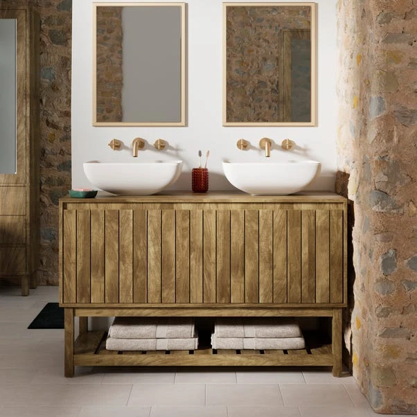 Humphrey Double Vanity Unit, Mango Wood Effect 3 Humphrey Double Vanity Unit, Mango Wood Effect