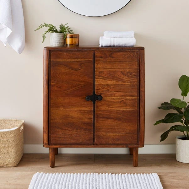 Alani 2 Door Bathroom Cabinet, Acacia Wood 2 Alani 2 Door Bathroom Cabinet, Acacia Wood