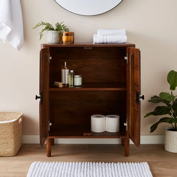 Alani 2 Door Bathroom Cabinet, Acacia Wood 3 Alani 2 Door Bathroom Cabinet, Acacia Wood - Image 2