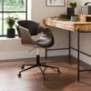 Modena Walnut Effect Office Chair, Black Faux Leather 2 Modena Walnut Effect Office Chair, Black Faux Leather -Online Furniture Store 30926647
