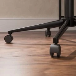 Modena Walnut Effect Office Chair, Black Faux Leather -Online Furniture Store 30926647 alt04