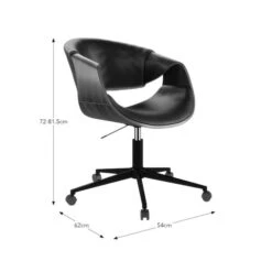 Modena Walnut Effect Office Chair, Black Faux Leather -Online Furniture Store 30926647 alt09