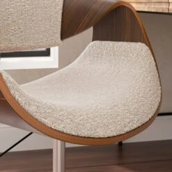 Modena Walnut Effect Office Chair, White Boucle -Online Furniture Store 30926648 alt02