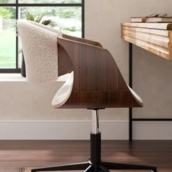 Modena Walnut Effect Office Chair, White Boucle -Online Furniture Store 30926648 alt03
