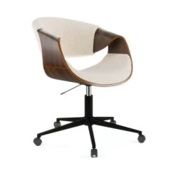 Modena Walnut Effect Office Chair, White Boucle -Online Furniture Store 30926648 alt05