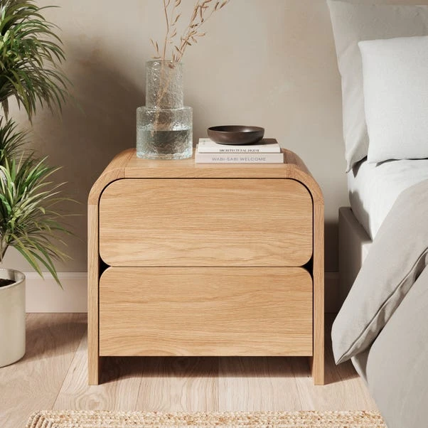 Bennett 2 Drawer Bedside Table, Light Oak 3 Bennett 2 Drawer Bedside Table, Light Oak