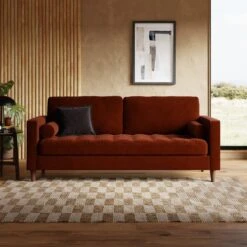 Zoe Casual Sit Velvet 3 Seater Sofa -Online Furniture Store 30927542