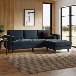 Zoe Casual Sit Velvet Corner Chaise Sofa -Online Furniture Store 30927554