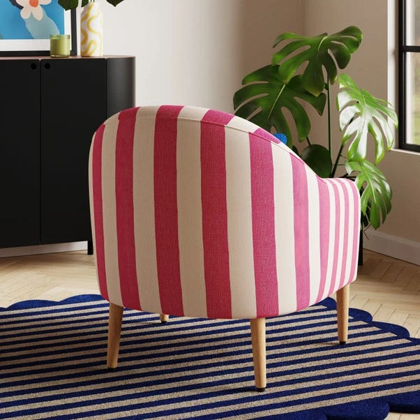 Kaspar Woven Stripe Tub Chair 4 Kaspar Woven Stripe Tub Chair - Image 2