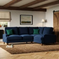 Beatrice Matte Velvet Luxe Navy Corner Sofa -Online Furniture Store 30931699