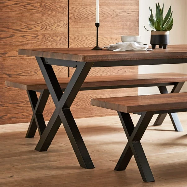 Ezra 6 Seater Rectangular Dining Table With 2 Benches 4 Ezra 6 Seater Rectangular Dining Table With 2 Benches - Image 2