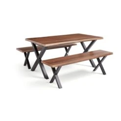 Ezra 6 Seater Rectangular Dining Table With 2 Benches 26 Ezra 6 Seater Rectangular Dining Table With 2 Benches -Online Furniture Store 30933377 alt04