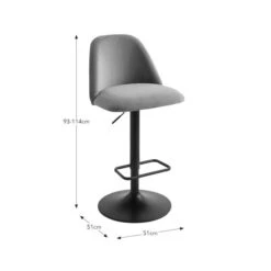 Delaney Adjustable Height Barstool, Velvet -Online Furniture Store 30933525 alt09