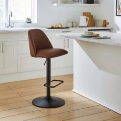 Delaney Adjustable Height Bar Stool, Faux Leather
