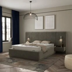 Oversized Ottoman Hotel Bed Frame, Velvet