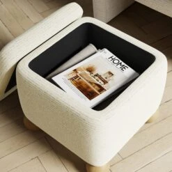 Nylah Boucle Fleck Storage Footstool 13 Nylah Boucle Fleck Storage Footstool -Online Furniture Store 30958372 alt02