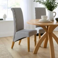 Set Of 2 Chester Linford Stripe Dining Chairs, Fabric 40 Set Of 2 Chester Linford Stripe Dining Chairs, Fabric -Online Furniture Store 30959434