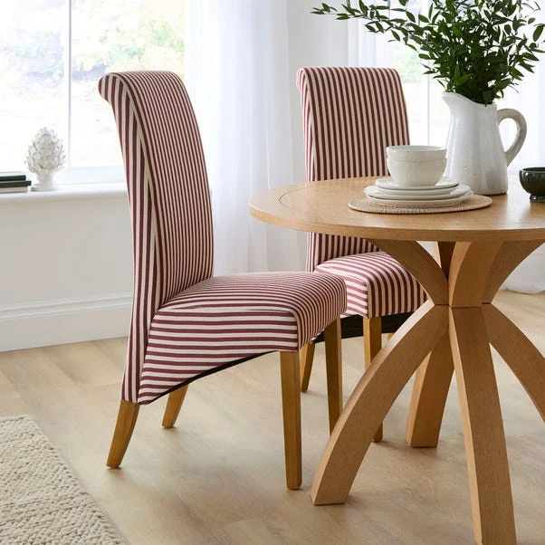 Set Of 2 Chester Linford Stripe Dining Chairs, Fabric 2 Set Of 2 Chester Linford Stripe Dining Chairs, Fabric