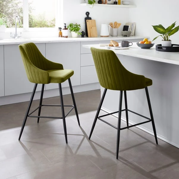 Shea Bar Stool, Velvet 4 Shea Bar Stool, Velvet - Image 2