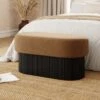 Amari Fluted Velvet Storage Ottoman