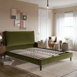 Skylar Velvet Pillow Back Bed Frame -Online Furniture Store 30968569 alt02