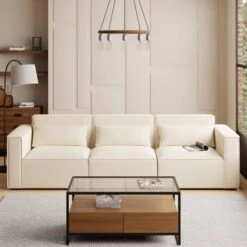 Modular Arne Natural Luna Fabric 3 Seater Sofa