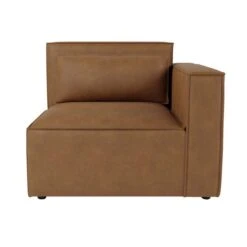 Modular Arne Tan Faux Leather Corner Sofa With Footstool -Online Furniture Store 60197703 alt04