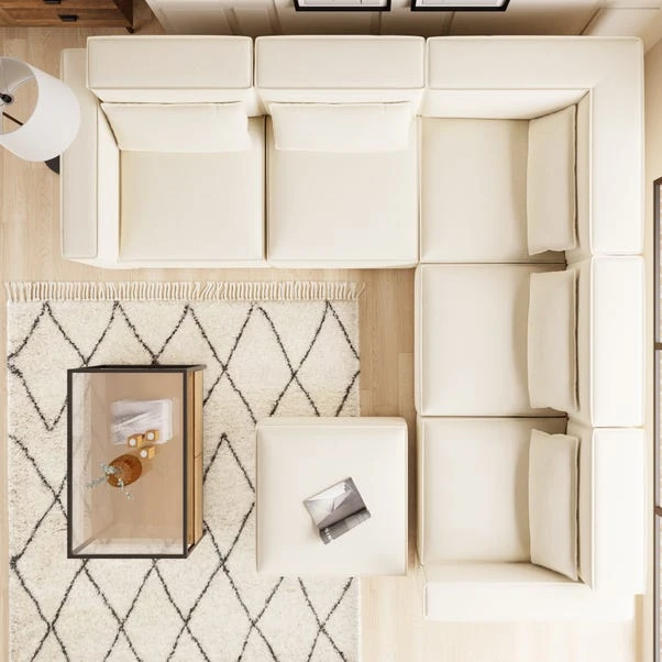 Modular Arne Natural Luna Fabric Corner Sofa With Footstool 3 Modular Arne Natural Luna Fabric Corner Sofa With Footstool