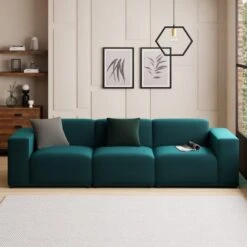 Modular Cruz Peacock Velvet 3 Seater Sofa