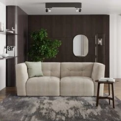 Modular Squish Natural Tonal Chenille 2 Seater Sofa