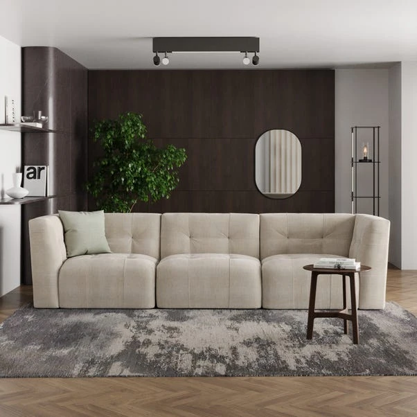Modular Squish Natural Tonal Chenille 3 Seater Sofa 3 Modular Squish Natural Tonal Chenille 3 Seater Sofa