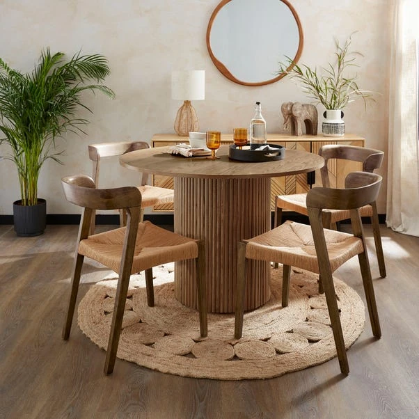 Amari 4 Seater Round Dining Table With Melia Dark Stained Dining Chairs 3 Amari 4 Seater Round Dining Table With Melia Dark Stained Dining Chairs