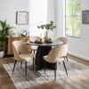Effy 4 Seater Round Dining Table With 4 Lillia Mink Velvet Dining Chairs -Online Furniture Store 60246567