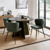 Effy 4 Seater Round Dining Table With 4 Mandy Olive Boucle Dining Chairs -Online Furniture Store 60246572