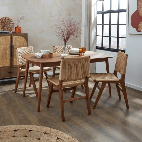 Karla 4-6 Seater Rectangular Extendable Dining Table With 4 Cordella Dark Stained Oak Dining Chairs 3 Karla 4-6 Seater Rectangular Extendable Dining Table With 4 Cordella Dark Stained Oak Dining Chairs