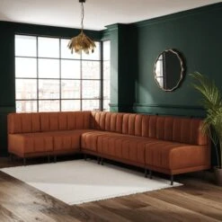 Amali Matte Plush Velvet Right Hand Dining Bench Bundle